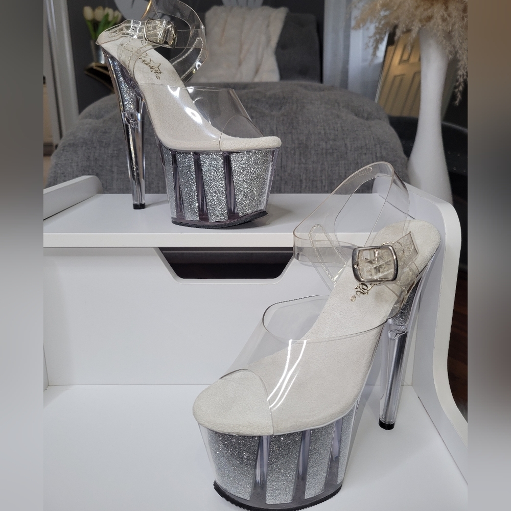 Pleaser Adore708 Glitter Platform Sandal Size 5